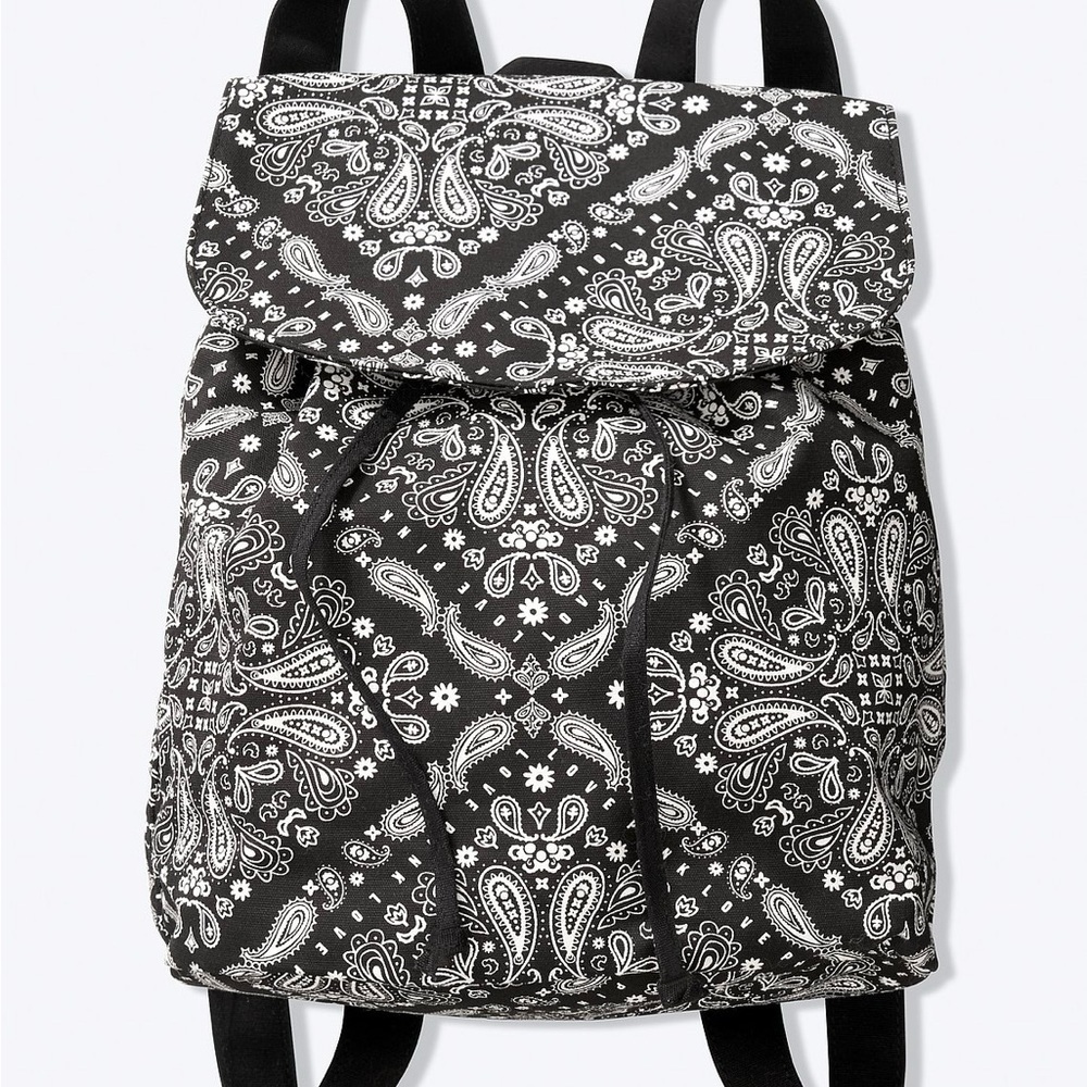 PINK Victoria’s Secret Black and White Paisley Backpack‎